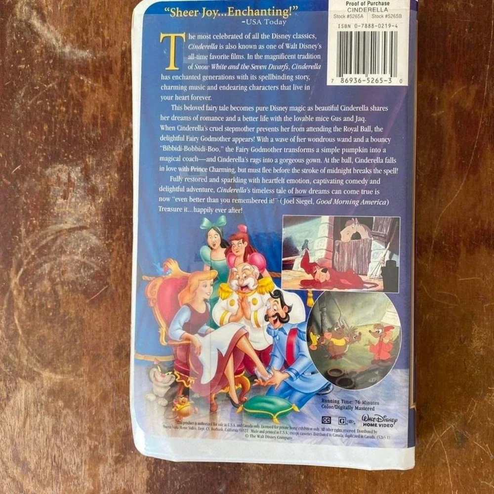 Disney Cinderella VHS tape